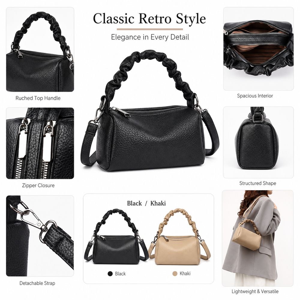 PU Leather Shoulder Bag Ruched - Women'S Bags Top 10 review and price
